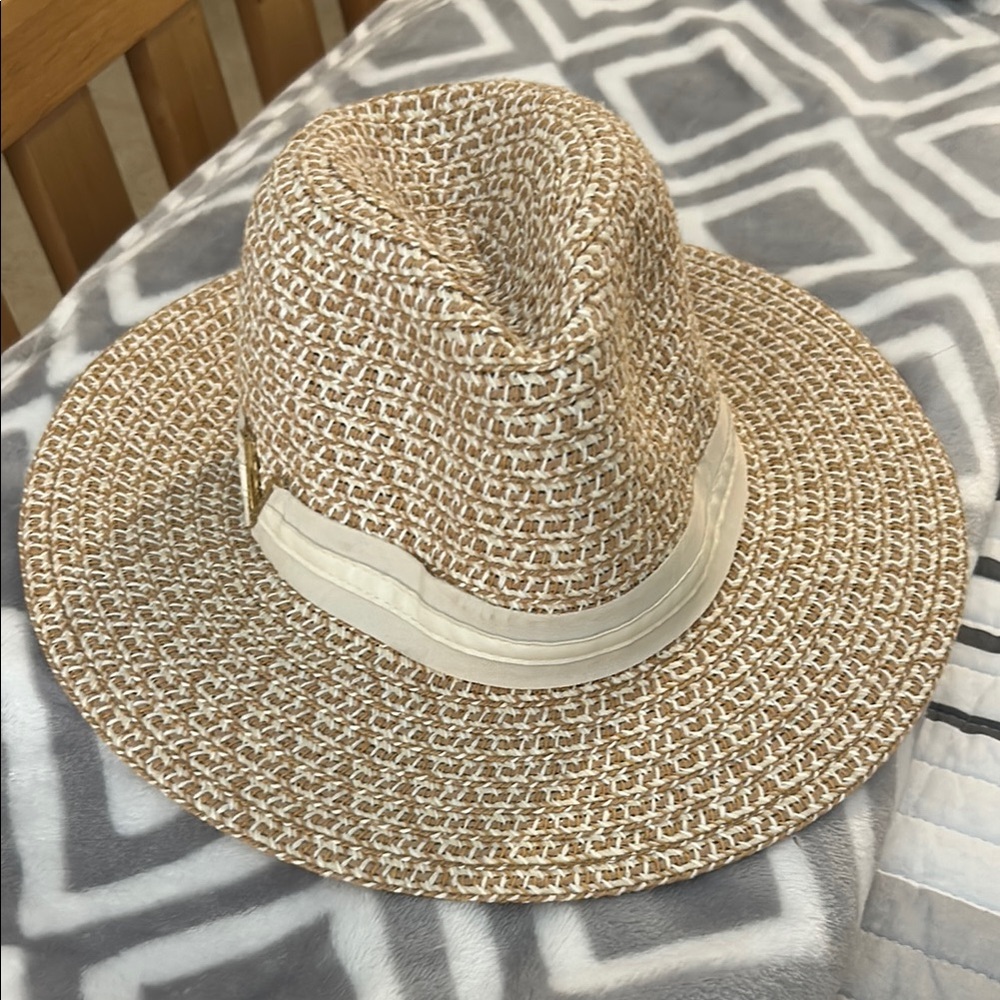 Tan and Cream Woven Hat